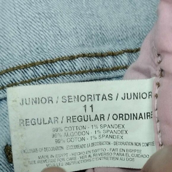 Size 11 L.e.i. Sophia Hiphugger Distressed Denim Light Blue Jeans - Picture 7 of 7